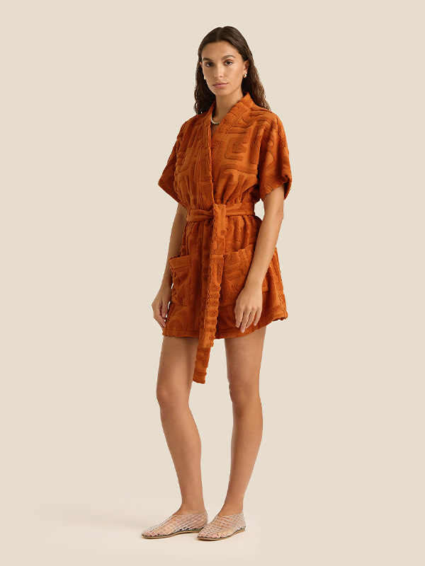 Soleil Soleil Towelling Mini Robe Kin Clay