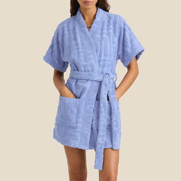 Soleil Soleil Towelling Mini Robe Kin Cornflower