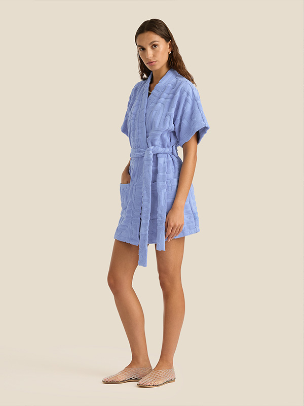 Soleil Soleil Towelling Mini Robe Kin Cornflower