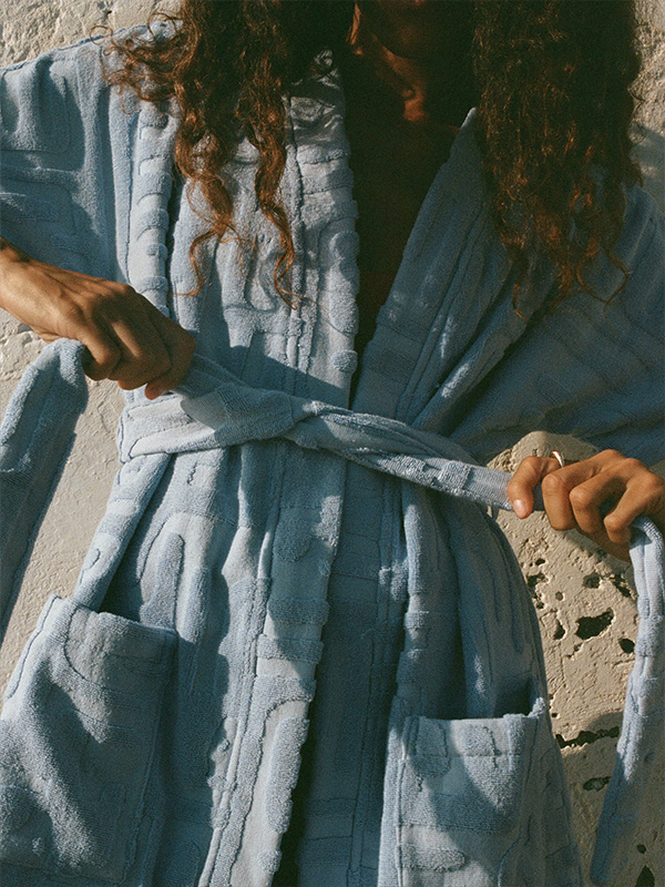 Soleil Soleil Towelling Mini Robe Kin Cornflower