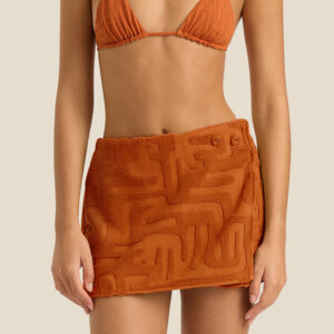 Soleil Soleil Towelling Mini Wrap Skirt Kin Clay
